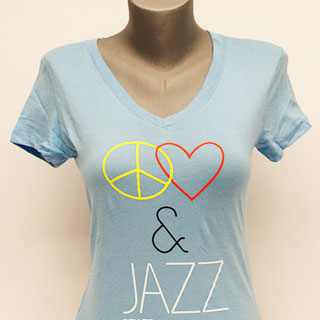 Blue "Peace, Love & Jazz" Shirt